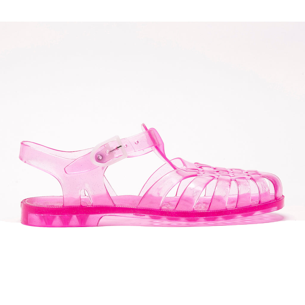 Jelly Beach Sandals, Pink Glitter