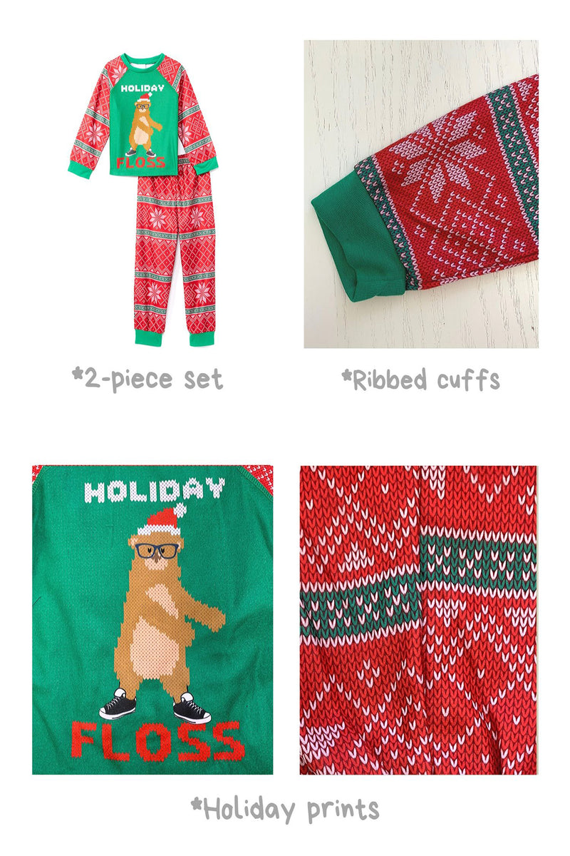 Sleepimini Holiday Floss Ugly Sweater PJ set, Green