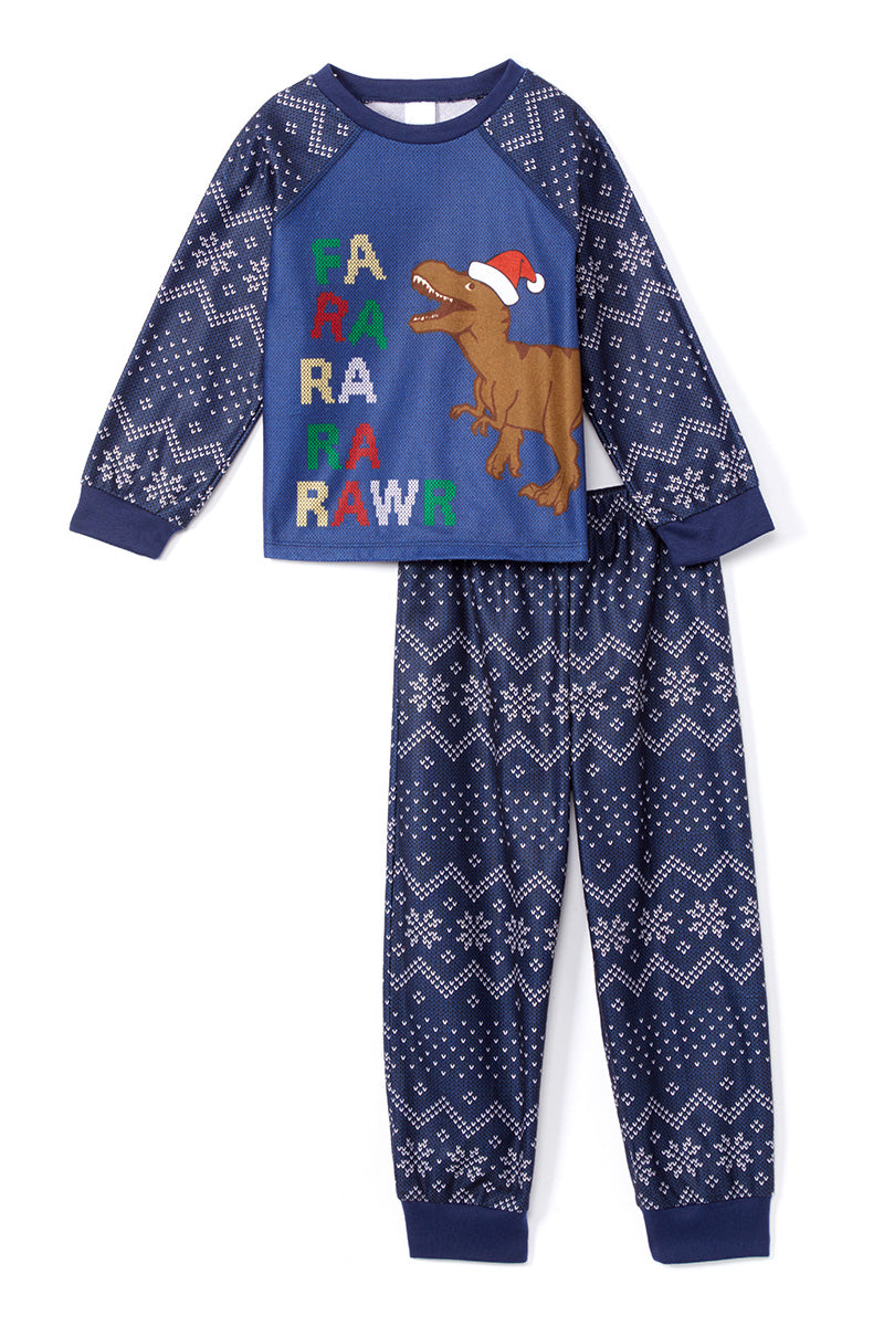 Sleepimini Fa-ra-rawr Dino Ugly Sweater PJ set, Navy