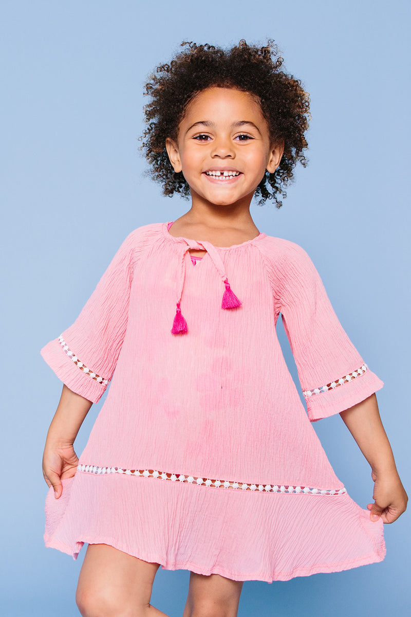 Raglan Bell Sleeve Cover-up Tunic, pink