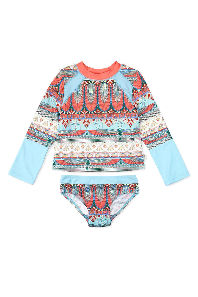 Egyptian Raglan Long Sleeve Rash Guard Set Dusty Blue Floatimini