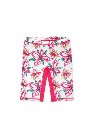 Crayon Flower Capri Swim Leggings, Pink