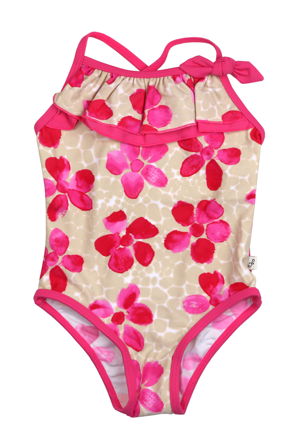 Pink Daisies Front Ruffle One-piece, pink