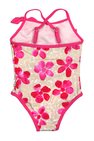 Pink Daisies Front Ruffle One-piece, pink