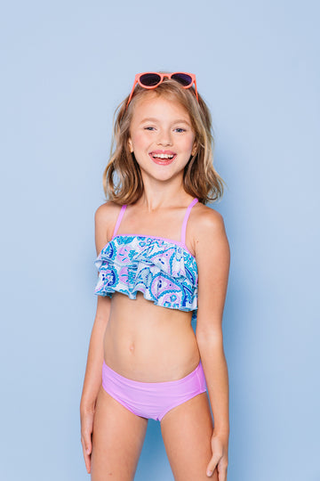 Floral Paisley Tiered Bikini Set, lavender – Floatimini