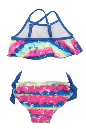 Stars on Tie-dye Flounce Bikini Set, navy