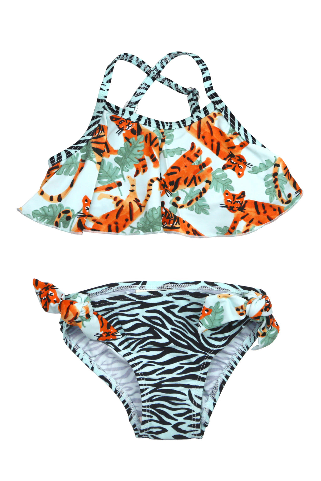 Jungle Tiger Flounce Bikini Set, mint