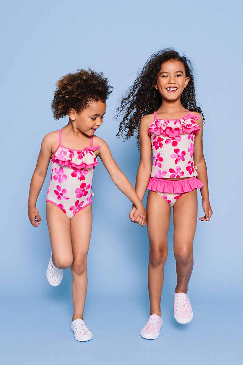 Pink Daisies Capri Swim Leggings, pink – Floatimini
