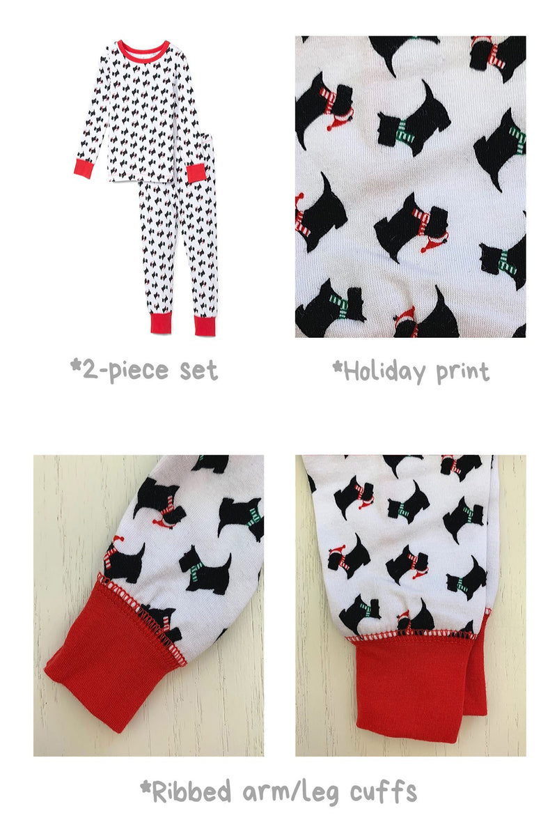 Sleepimini Scottish Terrier Long-Sleeve Pajama Set, White
