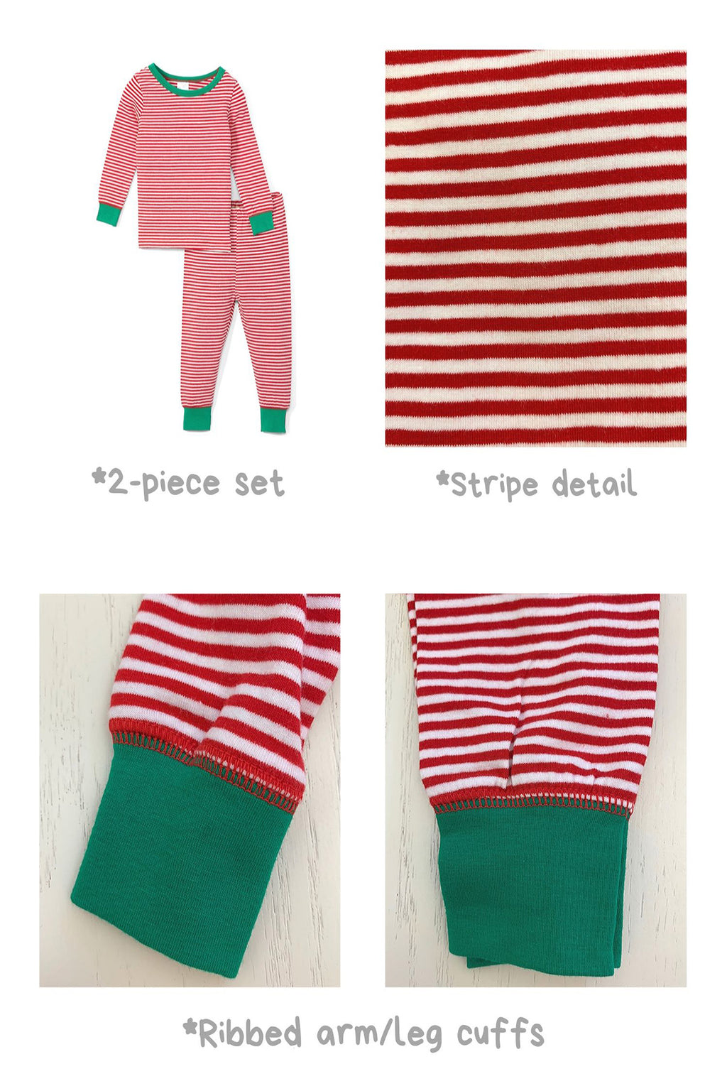 Sleepimini Christmas Stripes Long-Sleeve Pajama Set, Red