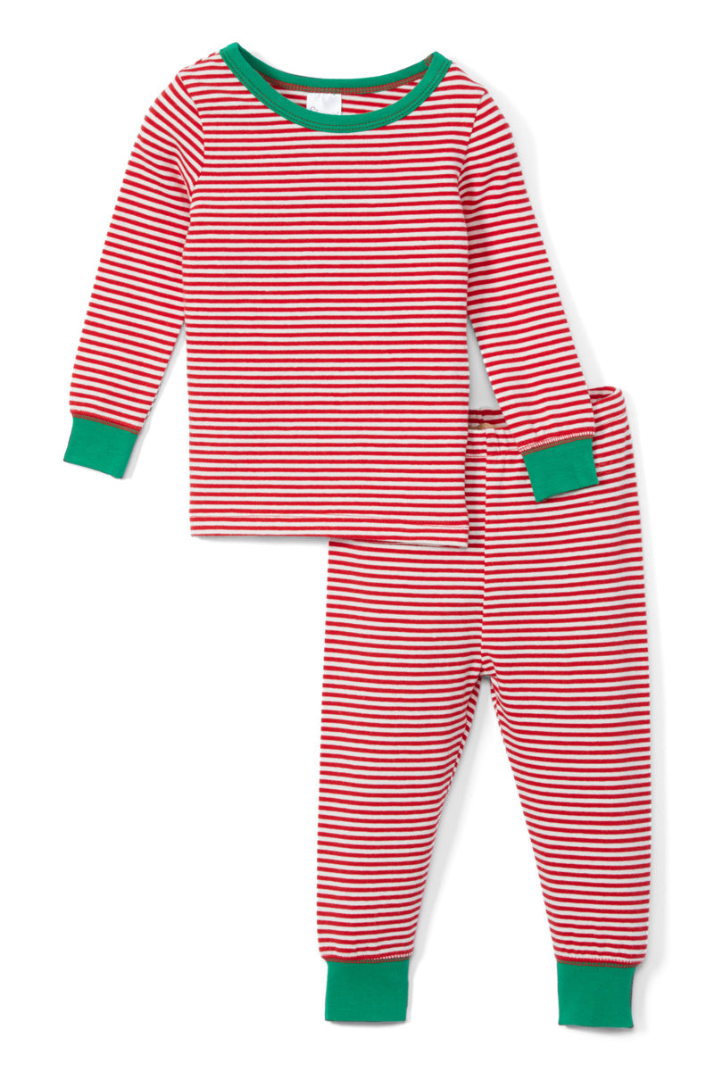 Sleepimini Christmas Stripes Long-Sleeve Pajama Set, Red